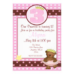 Princess bear girls 3rd birthday invitation