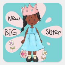 Princess Big Sister African American Sticker