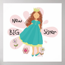 Princess Big Sister Brown Hair Posters