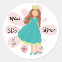 Princess Big Sister Brown Hair Sticker