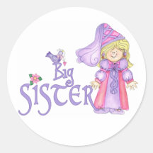 Princess Big Sister Round Stickers
