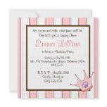 princess birthday party invite cute fun brown pink invitations