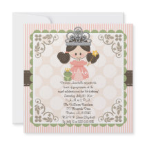 Princess Birthday Photo Invitations Card Brunette