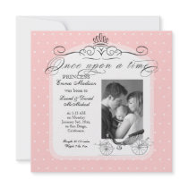 Princess Carriage Polka Dot Swirl Photo Baby Girl Personalized Announcement