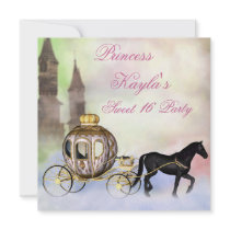 Princess Castle Royal Carriage Princess Sweet 16 Personalized Invite