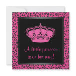 Princess Crown Hot Pink Leopard Baby Girl Shower invitations