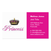 Princess crown in hot pink business card templates