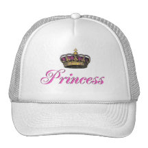 Princess crown in hot pink mesh hat