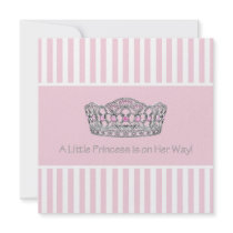 Princess Crown Pink White Baby Shower Invitation