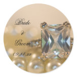 Princess Diamond and Pearls Wedding Envelope Seals
