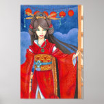 Princess Dragon Ukiyoe Geisha Art Print Poster
