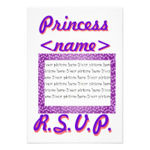 Princess Mini Hearts Third Birthday Party R.S.V.P. Personalized Invitation