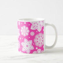Princess Pink Christmas Snowflake Pattern Coffee Mugs