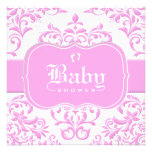 Princess Pink Floral Damask Custom Announcement