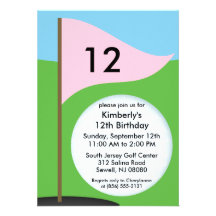 Princess Pink Let's Bogie Mini Golf Birthday Party Invites