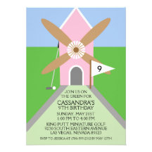 Princess Pink Miniature Golf Windmill Birthday Invite