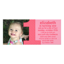 Princess Pink One Is Fun Photo First Birthday Part Invitation