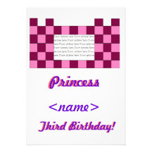 Princess pink/pink castle Third Birthday Party Inv Personalized Invitations