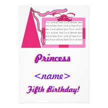 Princess Pink/Pink Hat Fifth Birthday Party Invita Invitations