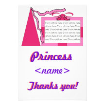 Princess Pink/Pink Hat Fifth Birthday Party Thank  Invites