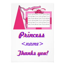 Princess Pink/Pink Hat Third Birthday Party Thank  Personalized Invite