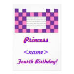 Princess Pink/Purple Castle Fourth Birthday Party  Invitation