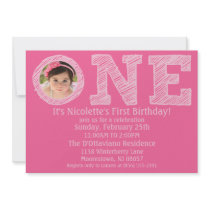 Princess Pink The Big One Photo First Birthday Announcement