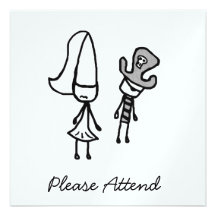 Princess & Pirate Doodle Custom Announcement