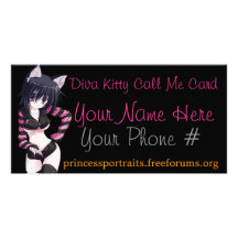 PRINCESS PORTRAITS "DIVA KITTY" CALL ME CARDS PHOTO CARD