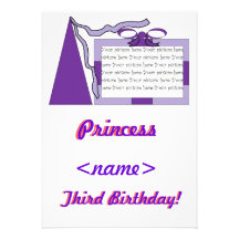 Princess Purple/Purple Hat Third Birthday Party In Custom Announcement