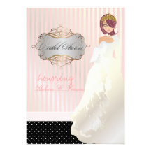 Princess + tiara/stripes/polka dots/bridal shower custom announcements