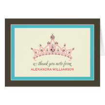 Princess Tiara Thank-You Card (aqua)