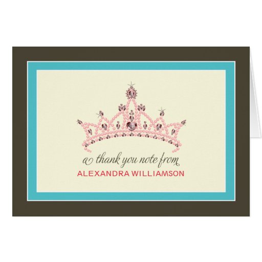 Princess Tiara Thank-You Card (aqua)