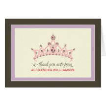 Princess Tiara Thank-You Card (lavender)