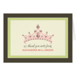 Princess Tiara Thank-You Card (lime green)