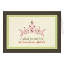 Princess Tiara Thank-You Card (lime green)