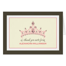 Princess Tiara Thank-You Card (white)