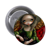 "Princess with a Black Cat" Button