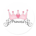 Princess With Crown - Customizable Round Stickers