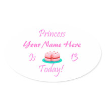 Princess (Your Name) is 13 Today Stickers