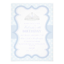 Princesse bleue Tiara Girls Birthday Invitation