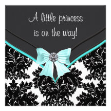 Princesse bleue turquoise baby shower d'arc de dam faire-parts