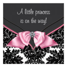 Princesse noire élégante baby shower de damassé invitation