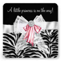 Princesse rose baby shower de noir de rose de zèbr faire-part