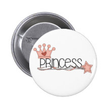 Princesse rose de couronne et de baguette magique badge avec épingle