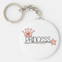 Princesse rose de couronne et de baguette magique porte-clé
