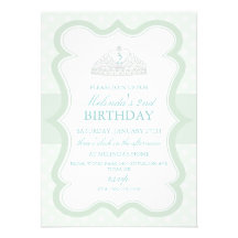 Princesse verte Tiara Girls Birthday Invitation