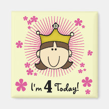 Princesss 4th Birthday Tshirts and Gifts Refrigerator Magnets