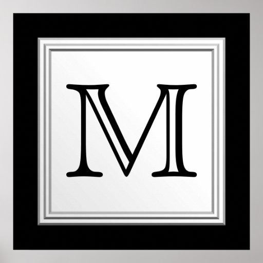 Printed Custom Monogram. Black and Pale Grey.