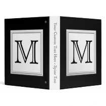 Printed Custom Monogram. Black and Pale Grey. Vinyl Binders